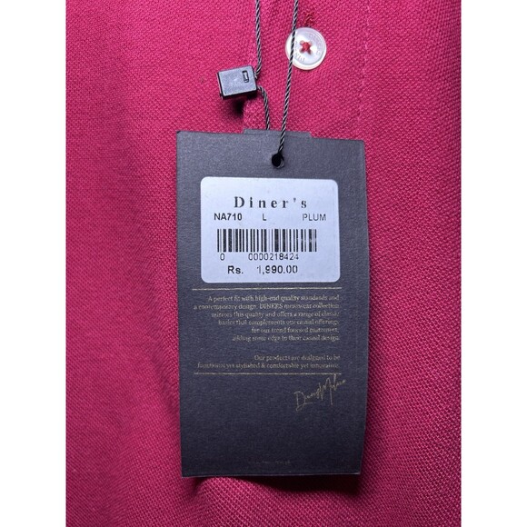 DINERS Premium Collection Vintage Men’s Embellished Polo Plum Size Large NWT - Picture 3 of 7